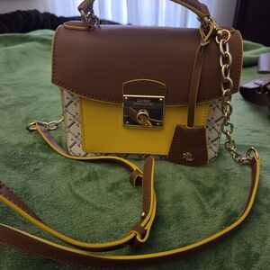 Lauren Ralph Lauren Brown and Yellow Mini Bag